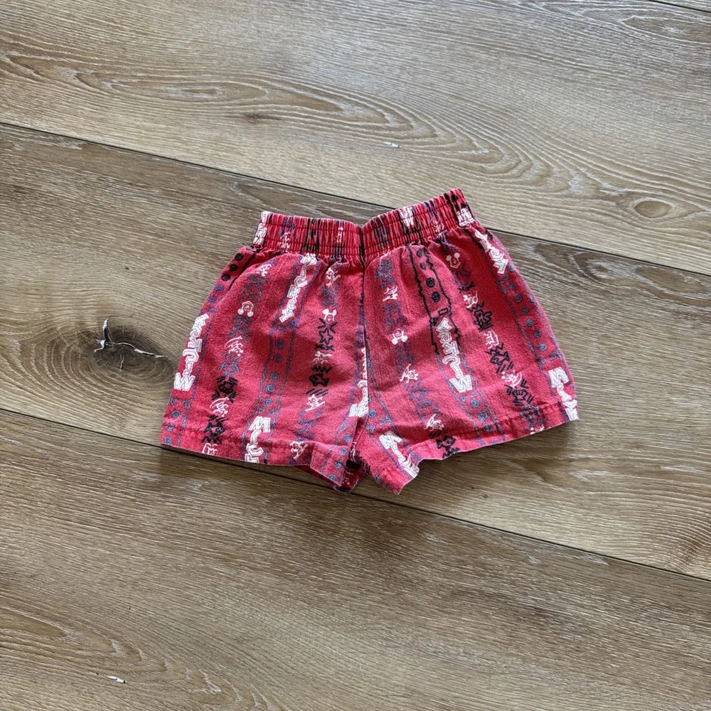 Vintage Mickey Mouse Shorts Infants 6-9 months Disney AOP Red Cotton‎ 90s